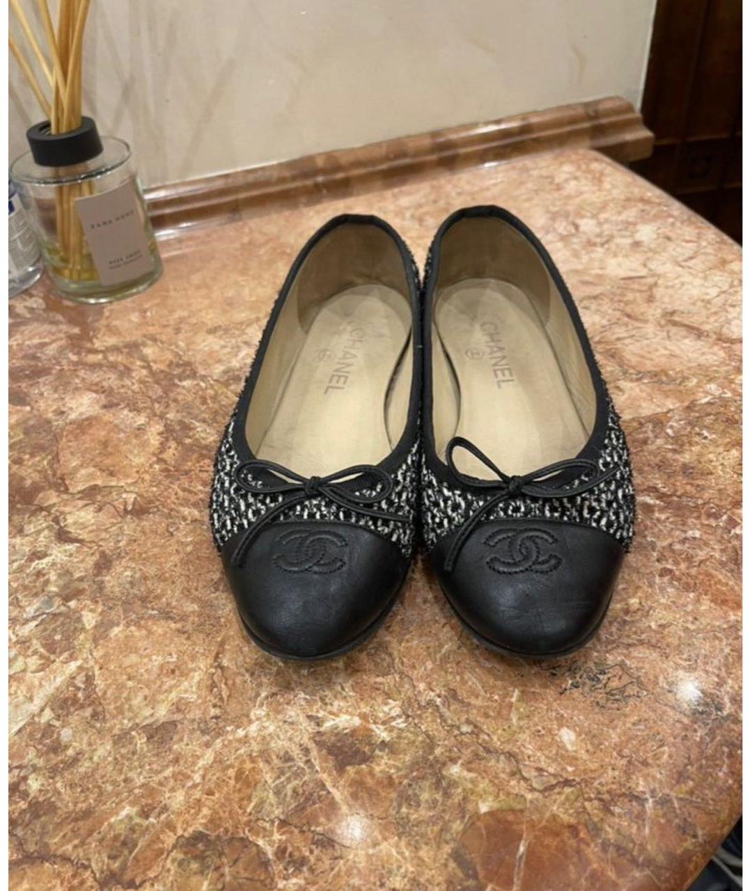 CHANEL Черные кожаные балетки, фото 2