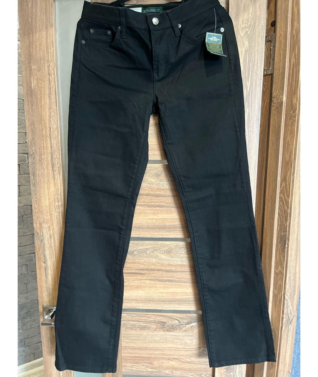 RALPH LAUREN Черные хлопко-эластановые прямые джинсы, фото 7