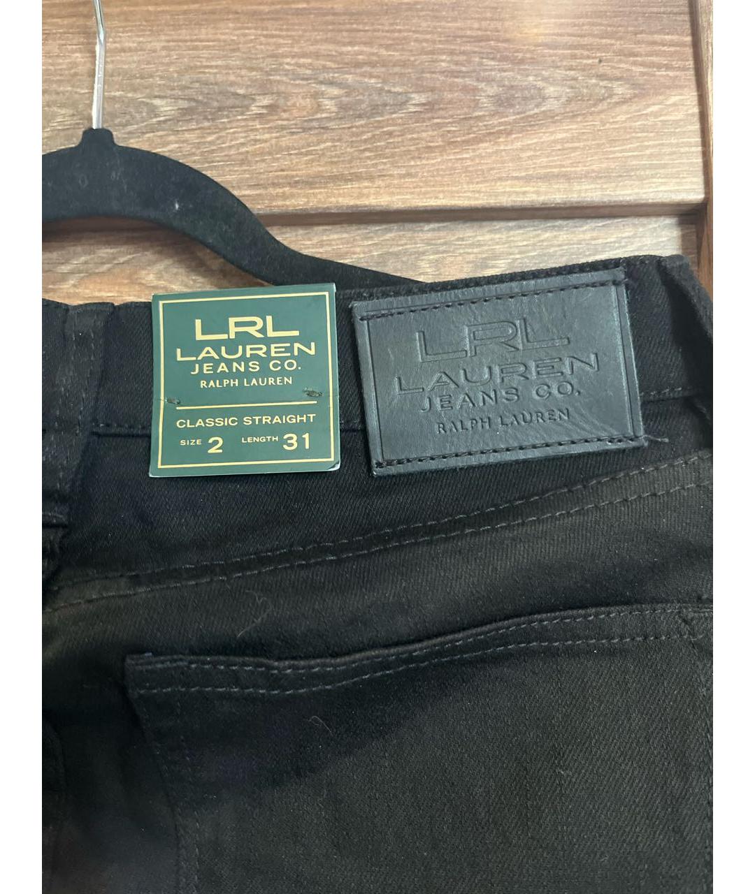 RALPH LAUREN Черные хлопко-эластановые прямые джинсы, фото 4