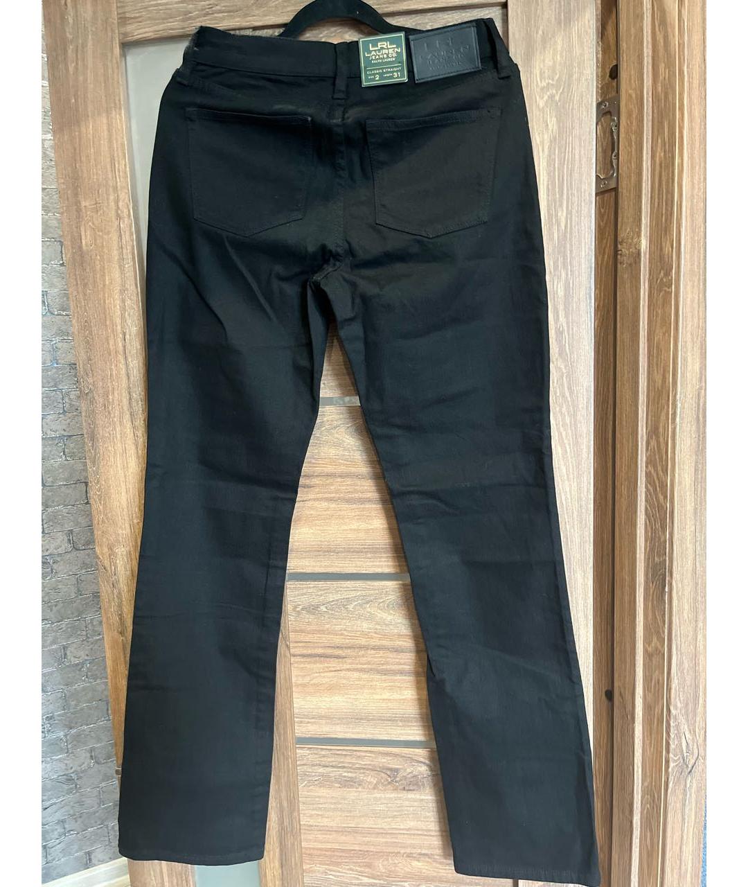 RALPH LAUREN Черные хлопко-эластановые прямые джинсы, фото 2