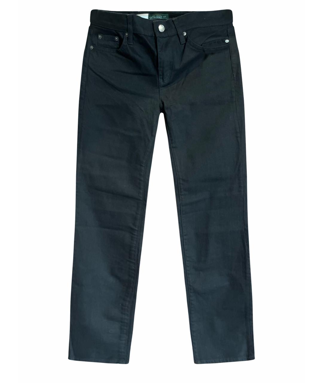 RALPH LAUREN Черные хлопко-эластановые прямые джинсы, фото 1