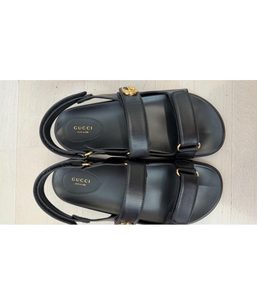 GUCCI Черные кожаные сандалии, фото 3