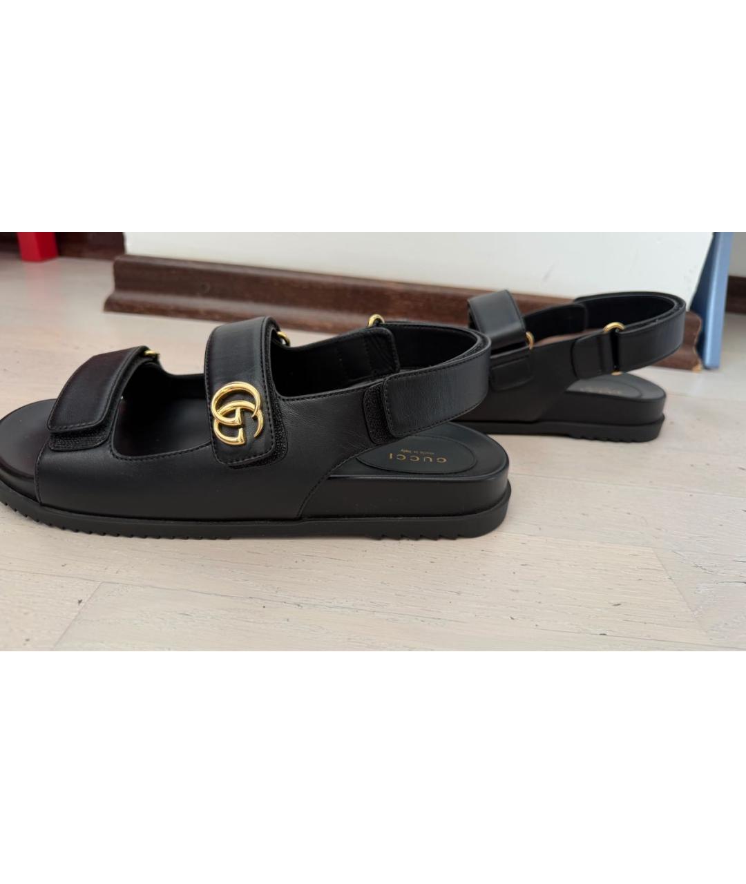 GUCCI Черные кожаные сандалии, фото 5