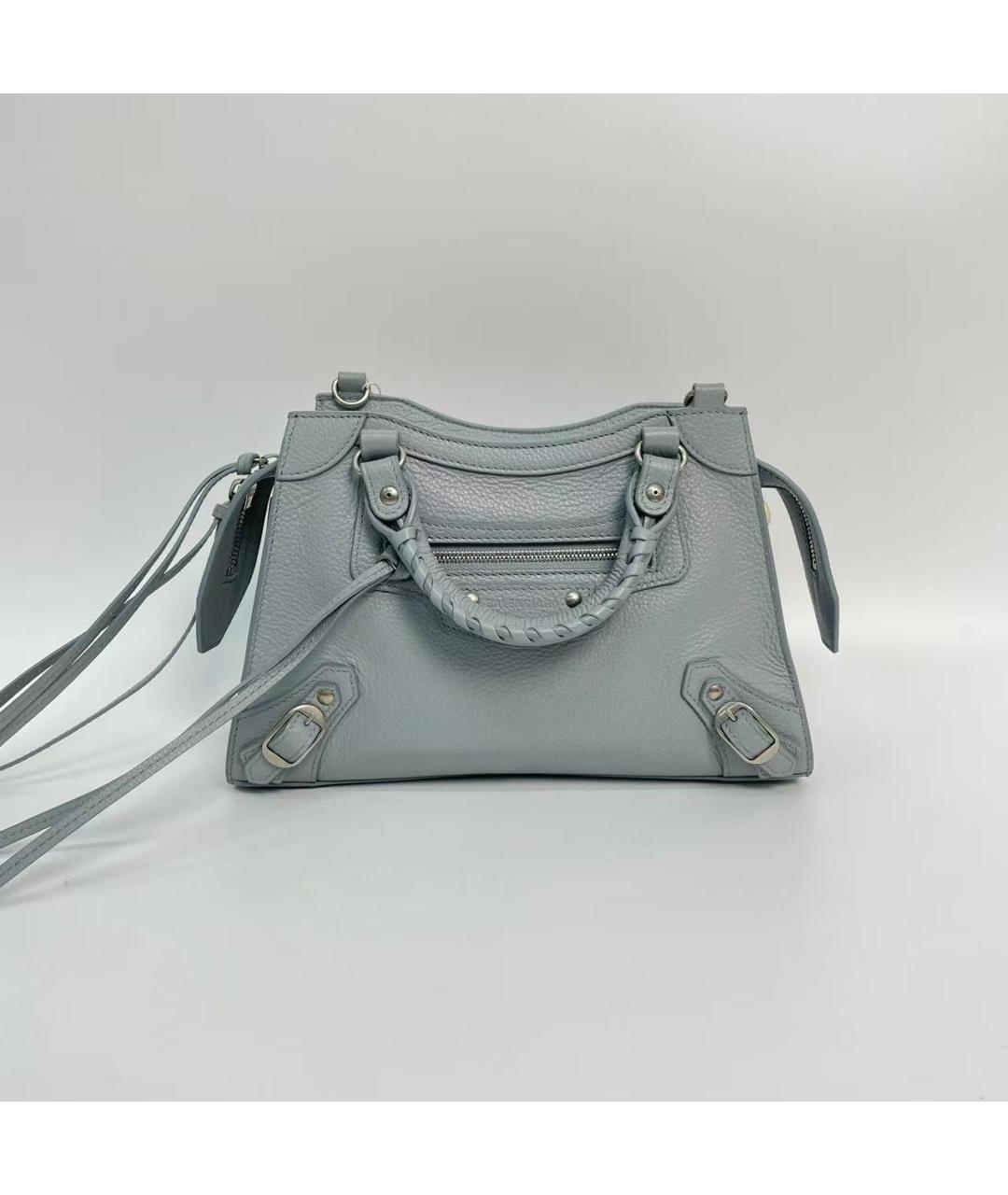 BALENCIAGA Голубая кожаная сумка через плечо, фото 3