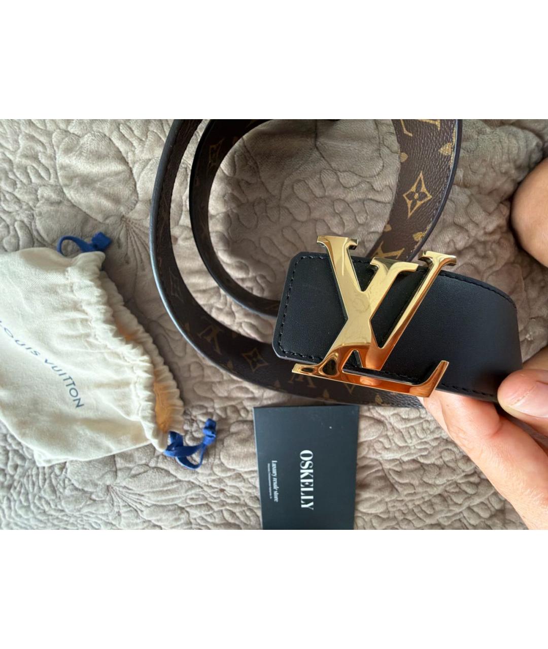 LOUIS VUITTON Коричневый кожаный ремень, фото 4
