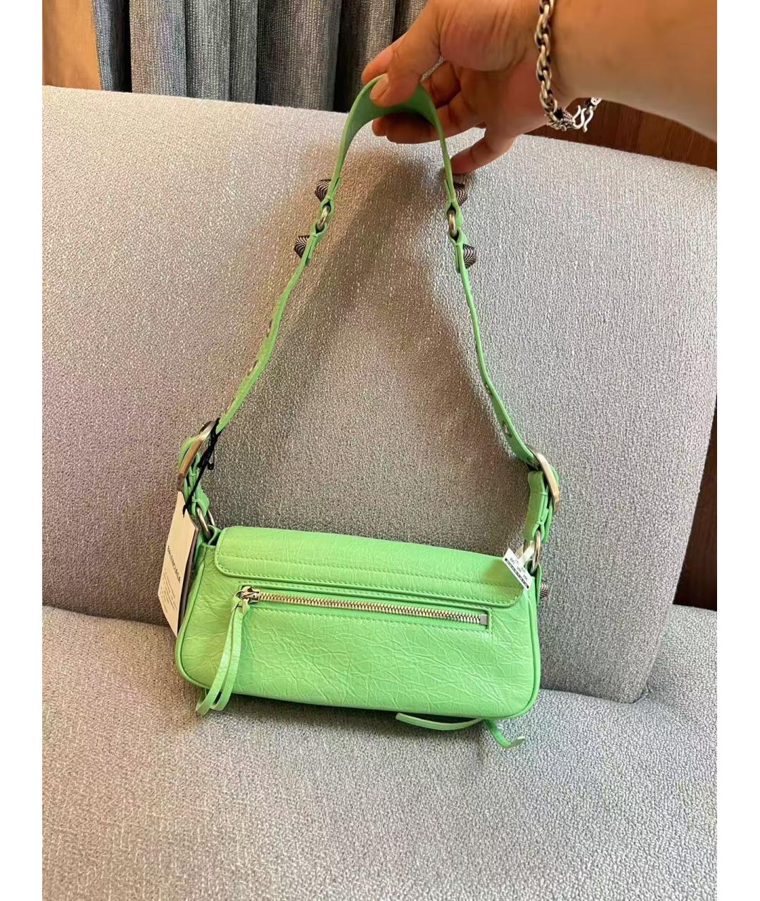 BALENCIAGA Зеленая кожаная сумка через плечо, фото 3