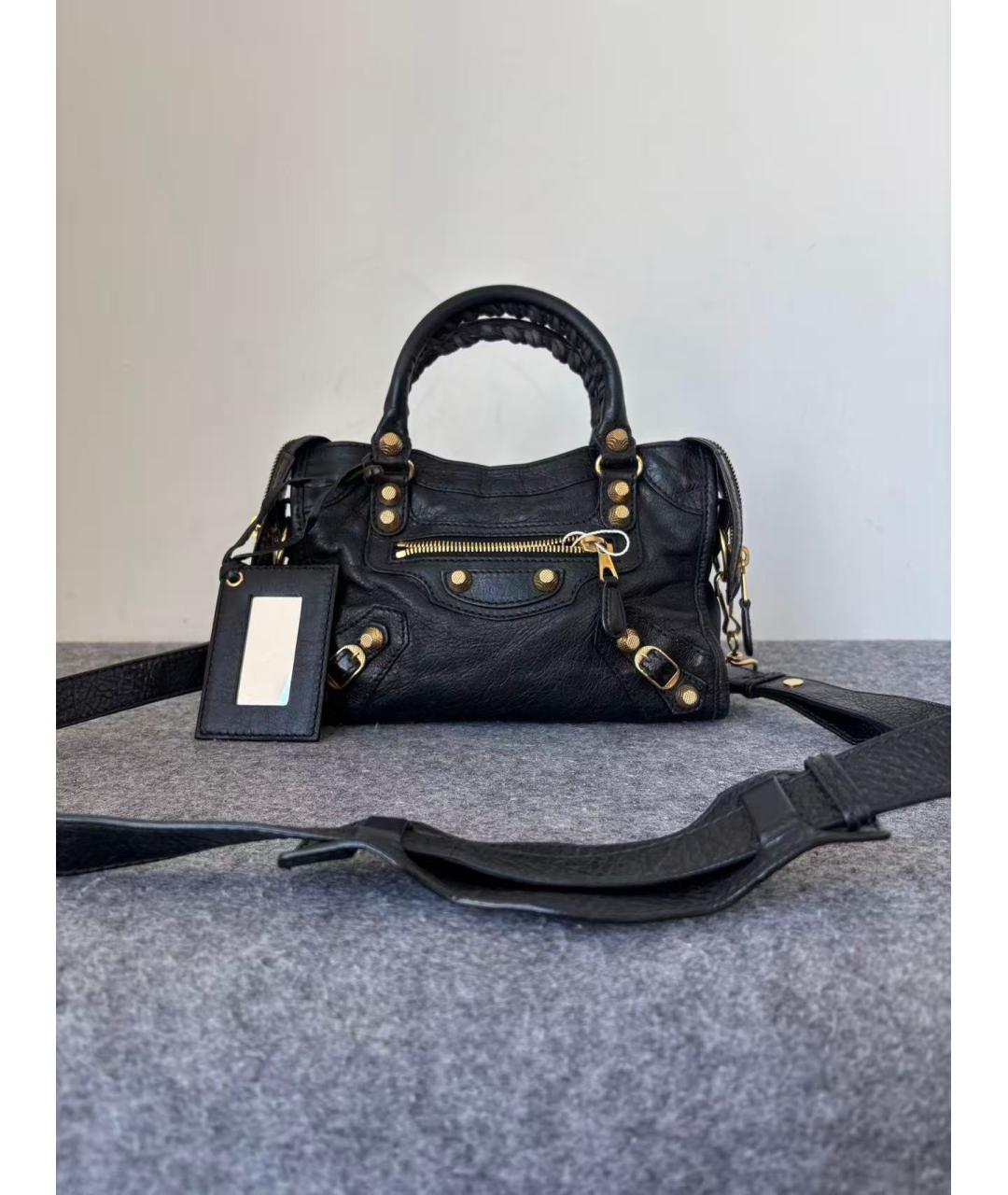 BALENCIAGA Черная кожаная сумка через плечо, фото 2