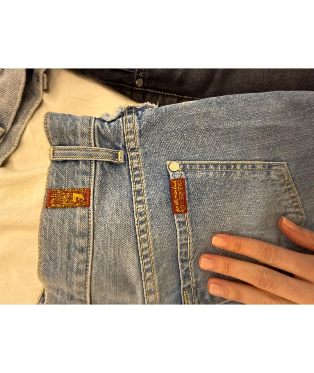 7 FOR ALL MANKIND Голубые деним шорты, фото 4