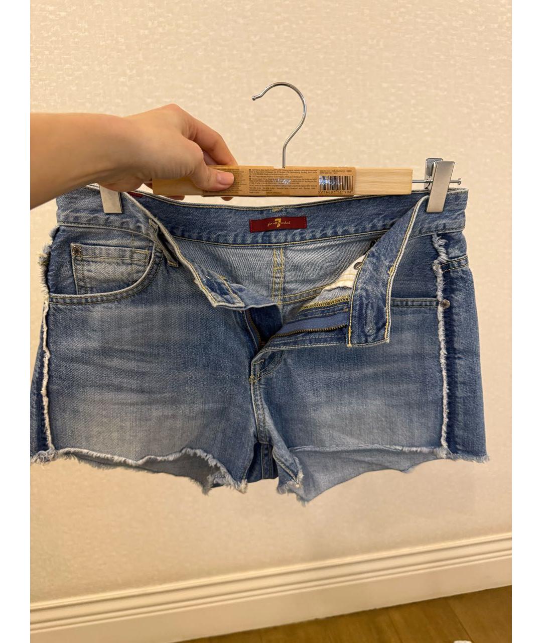 7 FOR ALL MANKIND Голубые деним шорты, фото 5