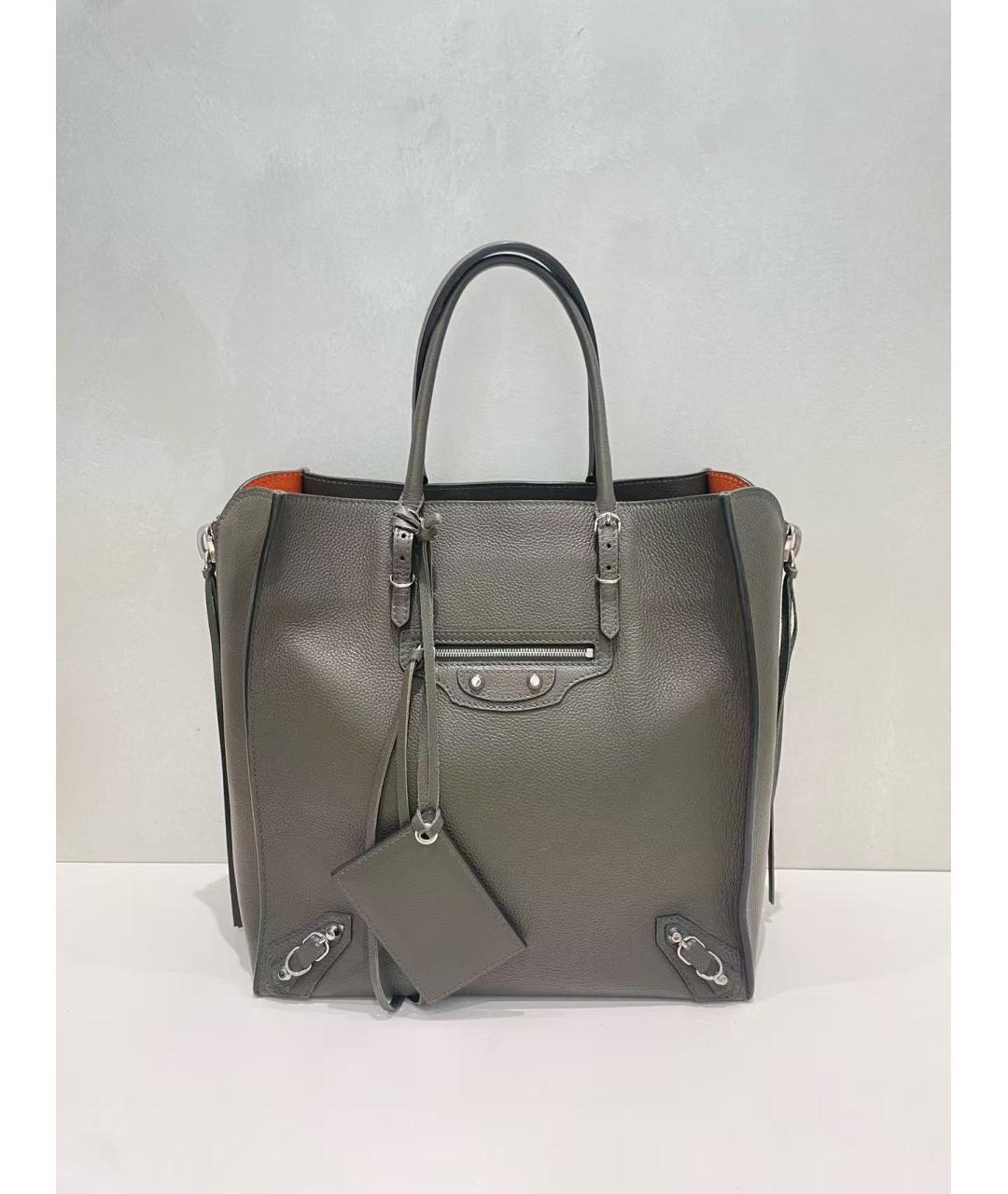 BALENCIAGA Серая кожаная сумка тоут, фото 2