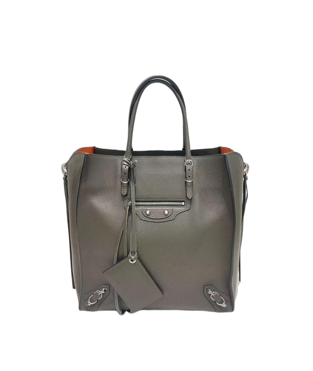 BALENCIAGA Серая кожаная сумка тоут, фото 1