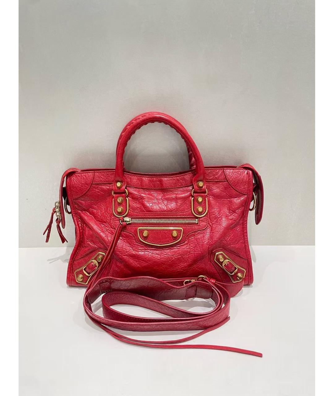 BALENCIAGA Красная кожаная сумка тоут, фото 2