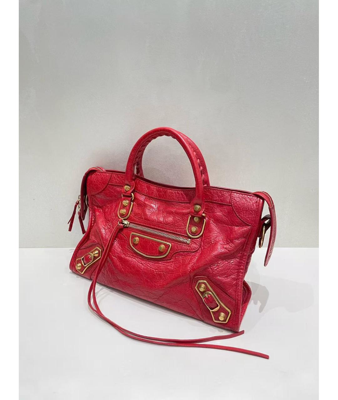 BALENCIAGA Красная кожаная сумка тоут, фото 6