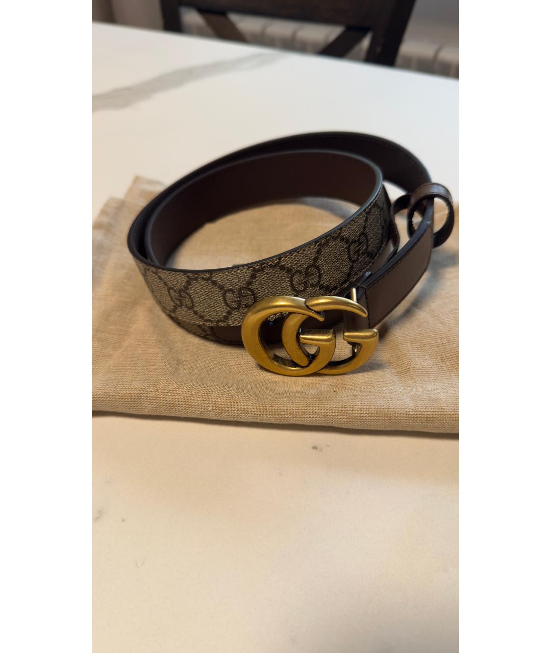GUCCI Бежевый кожаный ремень, фото 4
