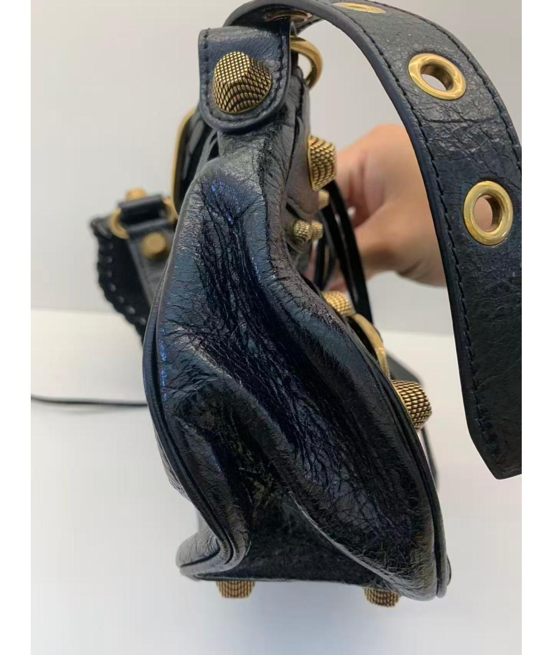 BALENCIAGA Черная кожаная сумка через плечо, фото 5