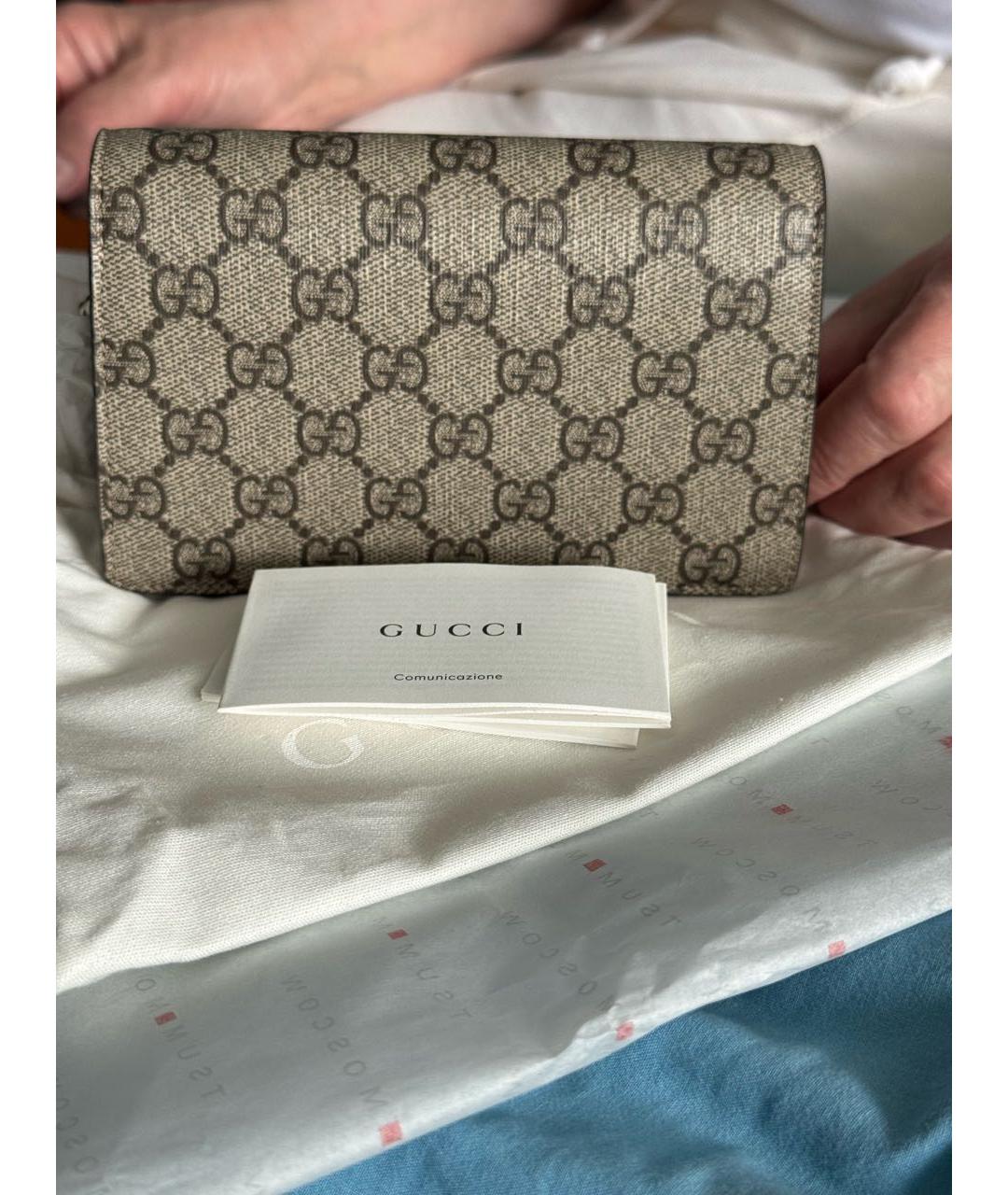 GUCCI Бежевая кожаная сумка через плечо, фото 3