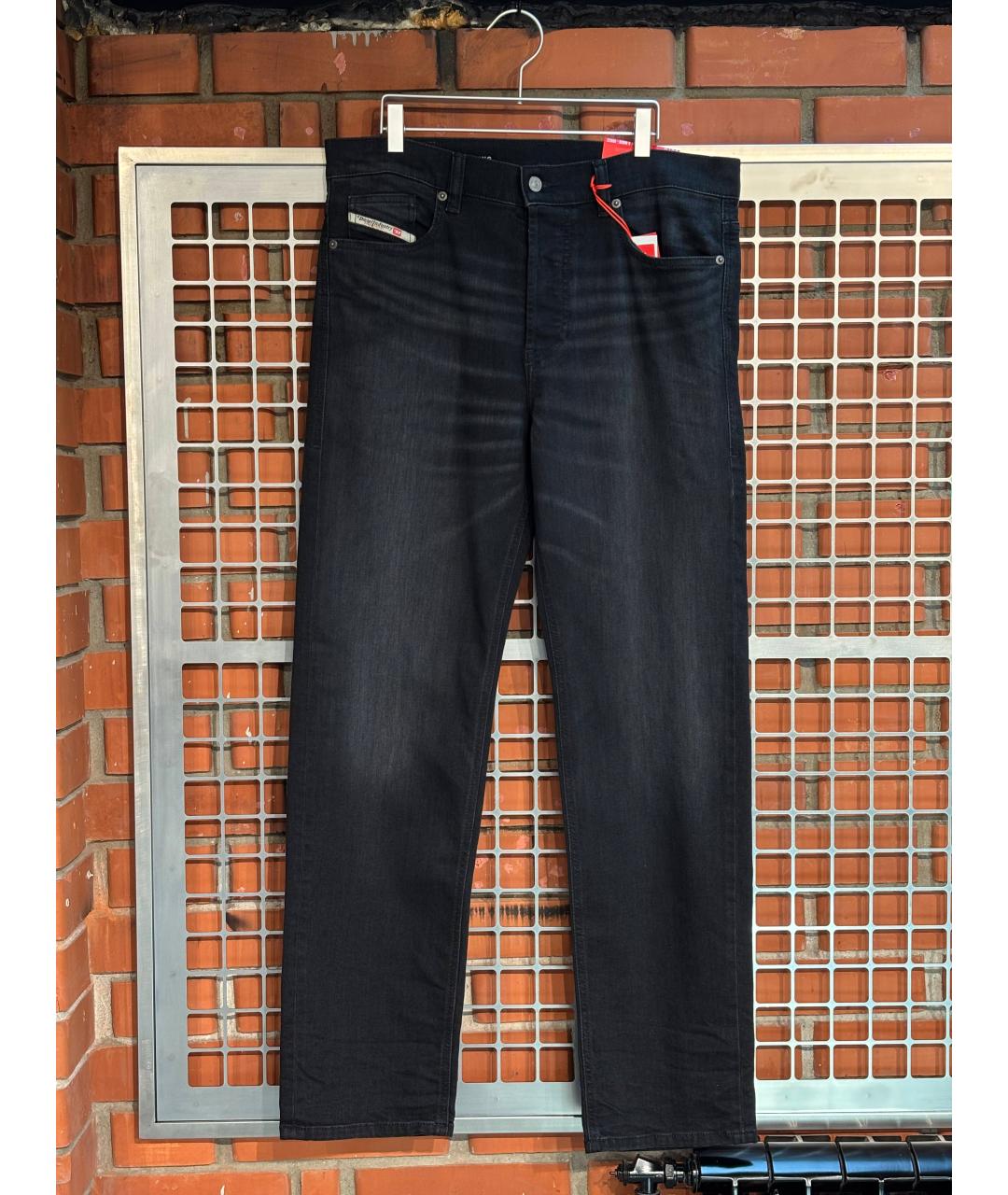 DIESEL Черные хлопко-эластановые прямые джинсы, фото 5