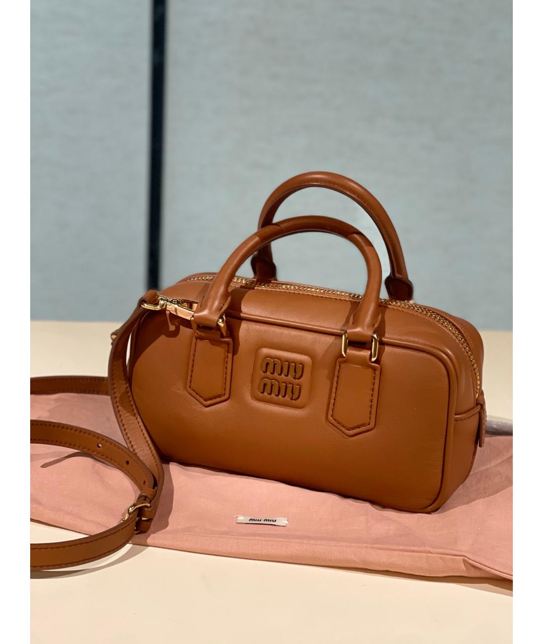 MIU MIU Коричневая кожаная сумка тоут, фото 10