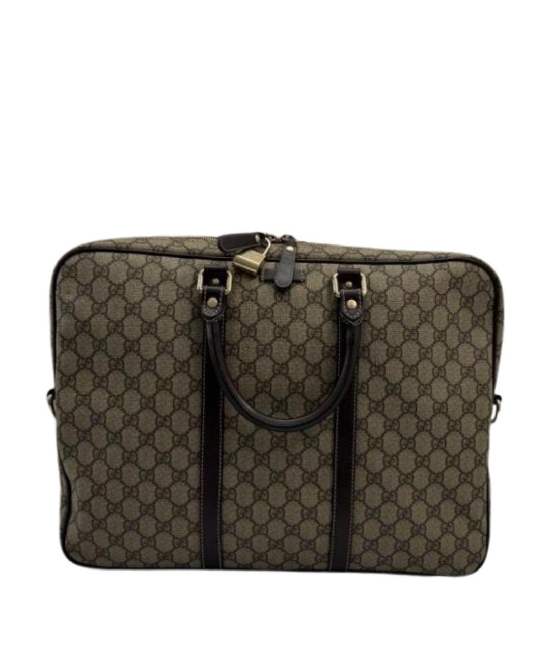 GUCCI Бежевый кожаный портфель, фото 1
