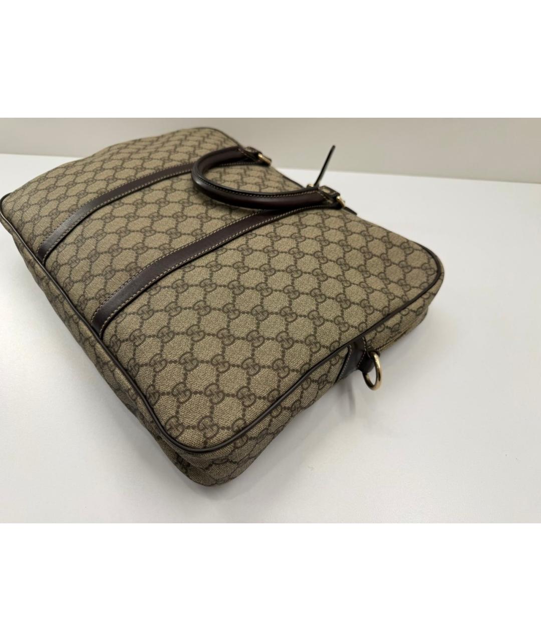 GUCCI Бежевый кожаный портфель, фото 7