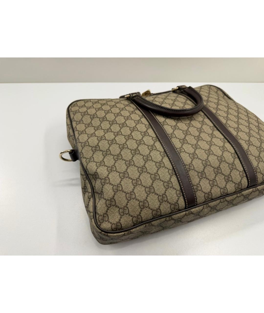 GUCCI Бежевый кожаный портфель, фото 2