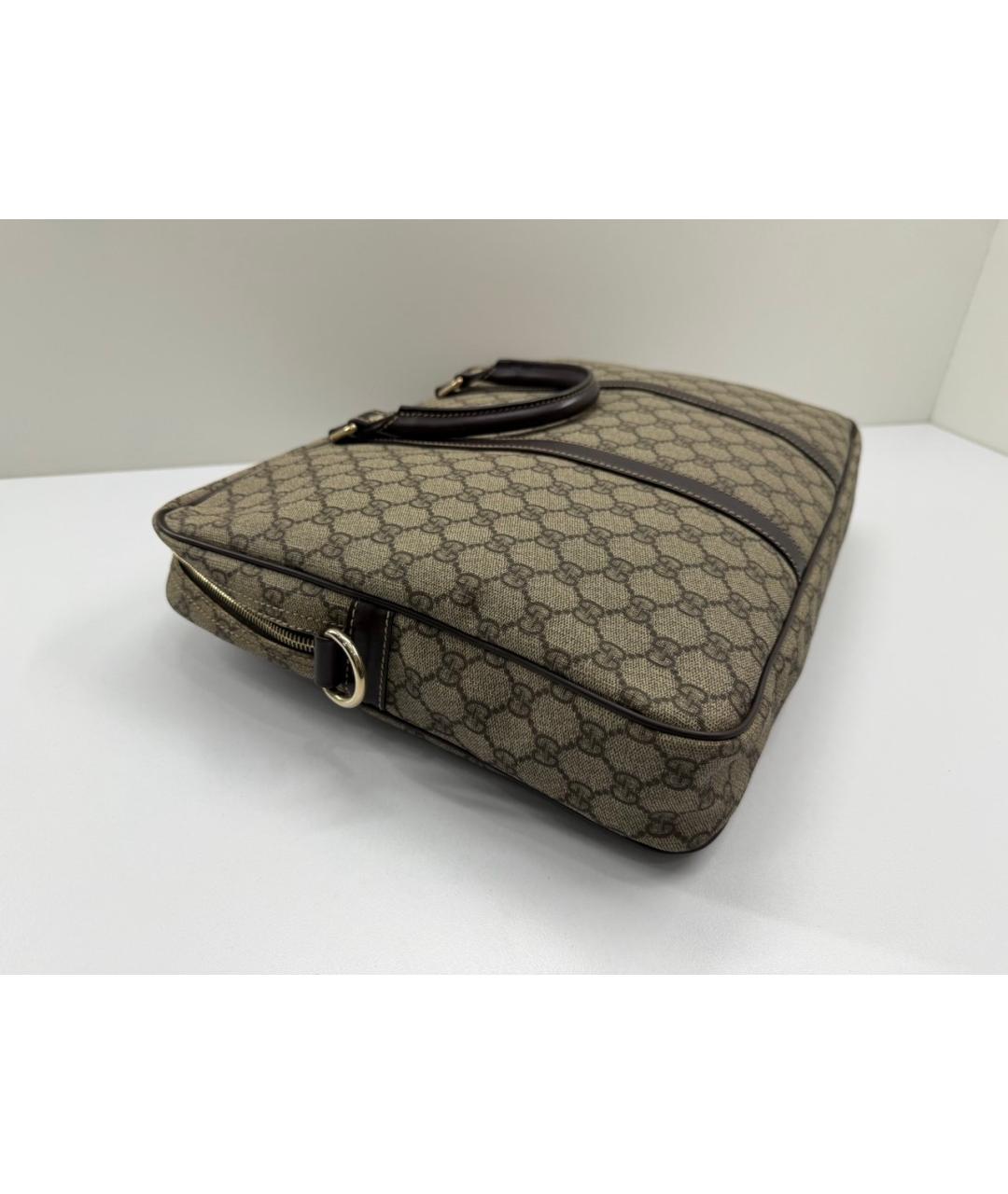 GUCCI Бежевый кожаный портфель, фото 9