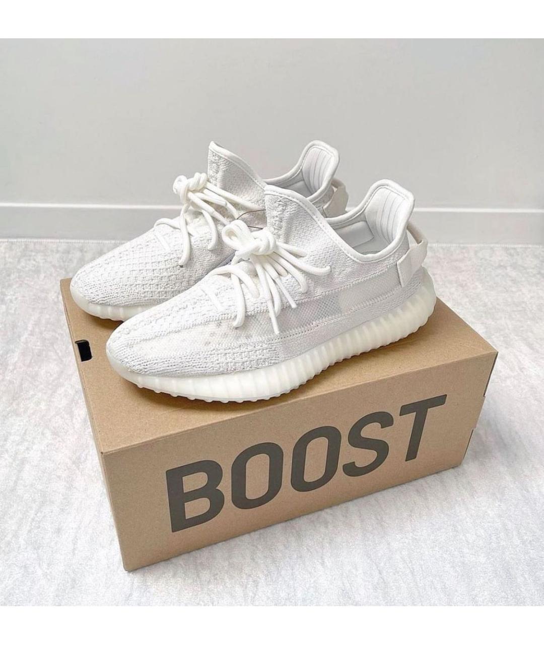 ADIDAS YEEZY Белые текстильные низкие кроссовки / кеды, фото 5