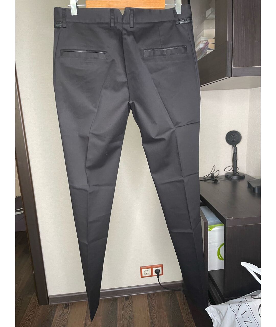 VERSACE Черные хлопковые классические брюки, фото 4