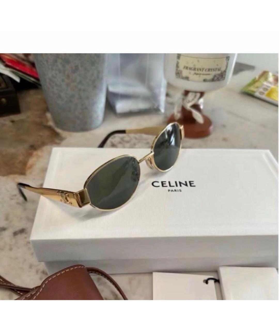 CELINE Золотые металлические солнцезащитные очки, фото 4