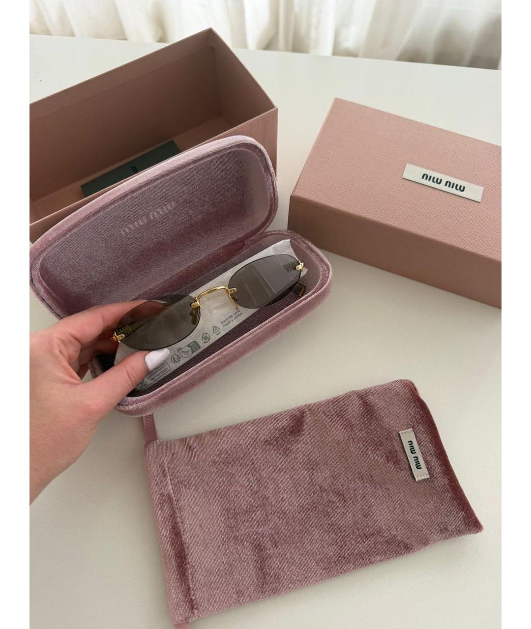 MIU MIU Золотые металлические солнцезащитные очки, фото 2