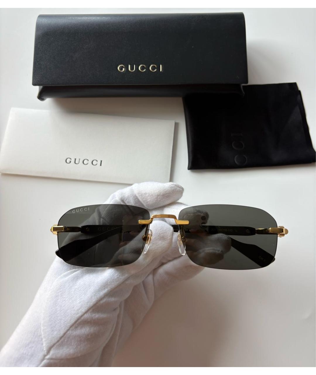 GUCCI Черные металлические солнцезащитные очки, фото 4