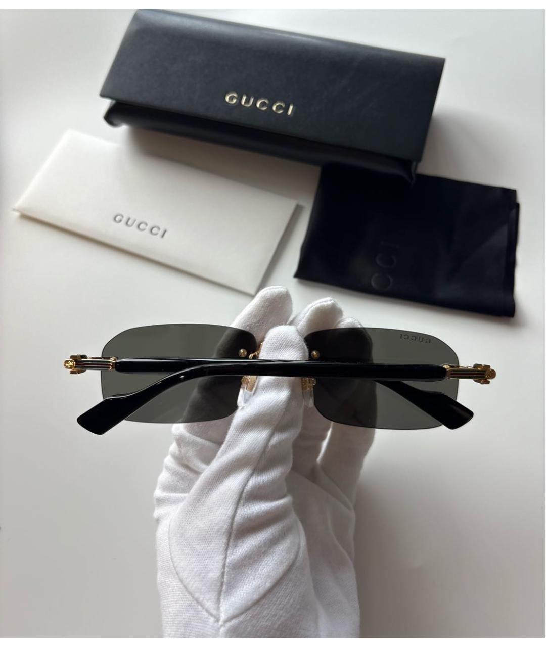 GUCCI Черные металлические солнцезащитные очки, фото 5