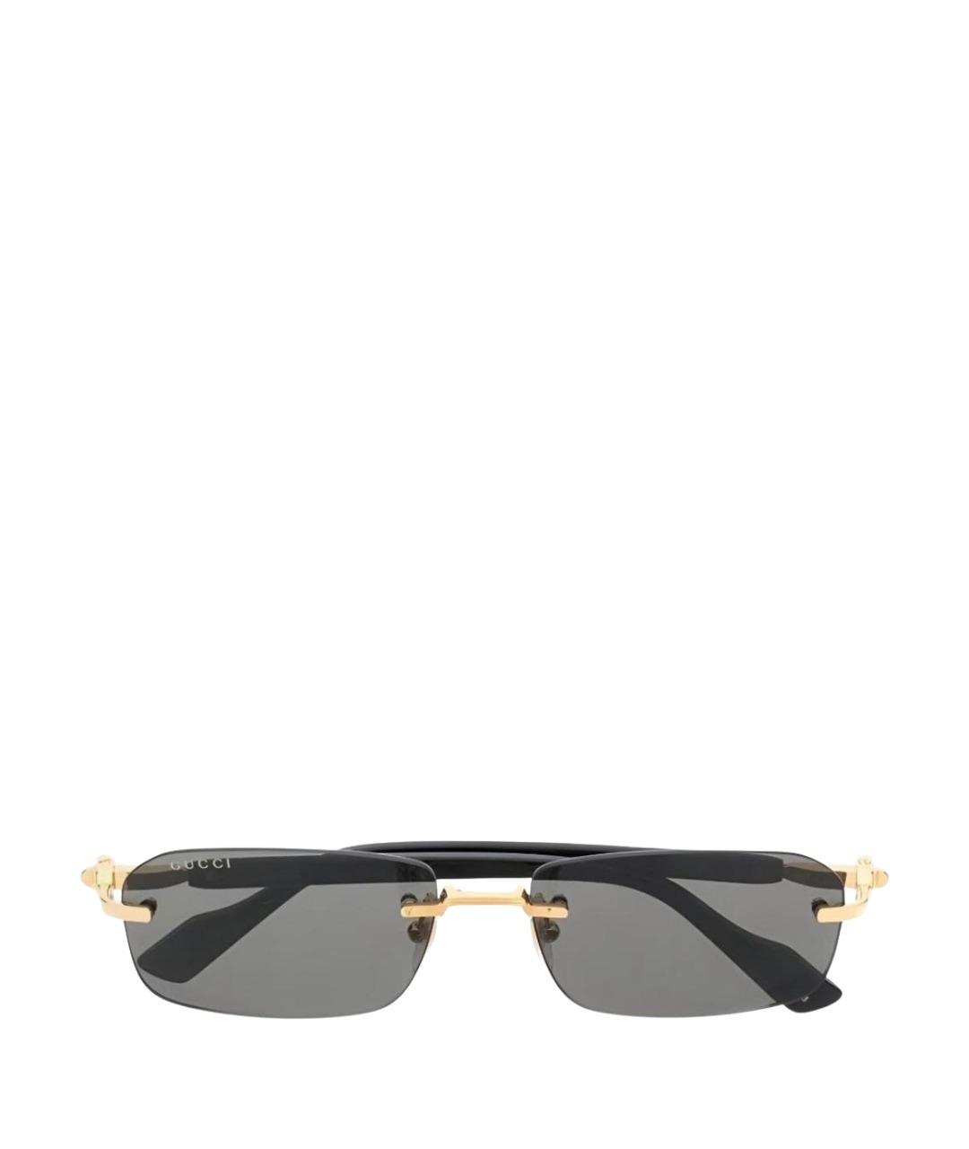 GUCCI Черные металлические солнцезащитные очки, фото 1