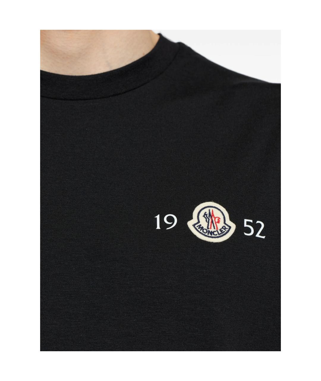 MONCLER Черная хлопковая футболка, фото 2