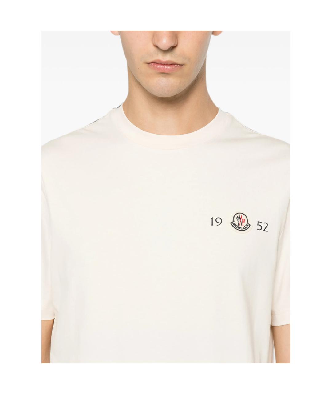 MONCLER Бежевая хлопковая футболка, фото 3
