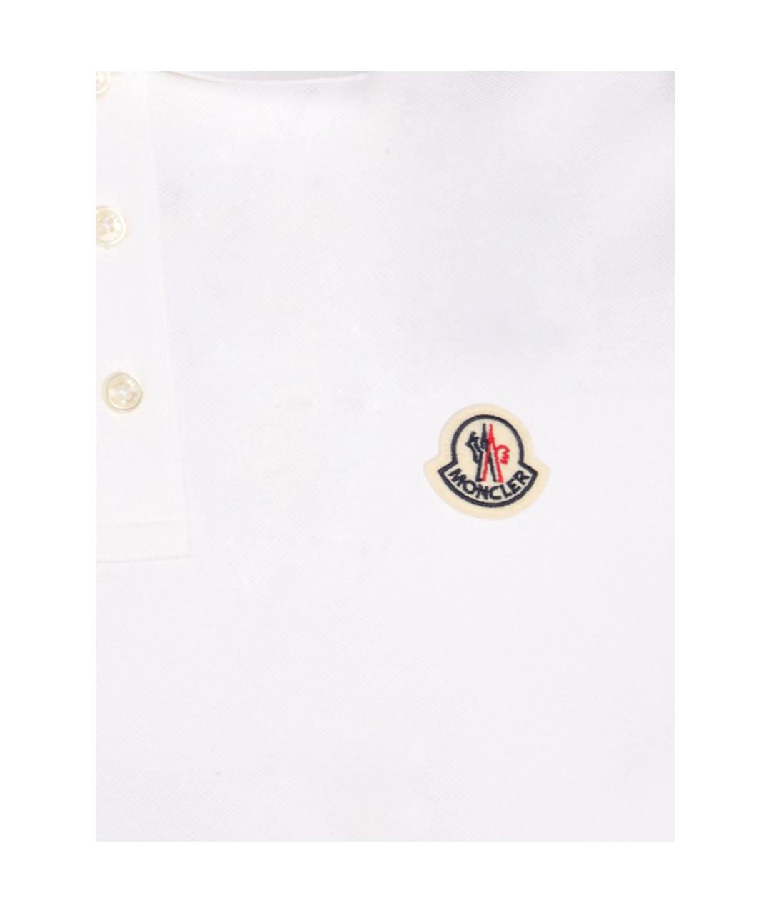 MONCLER Белое хлопковое поло с коротким рукавом, фото 2