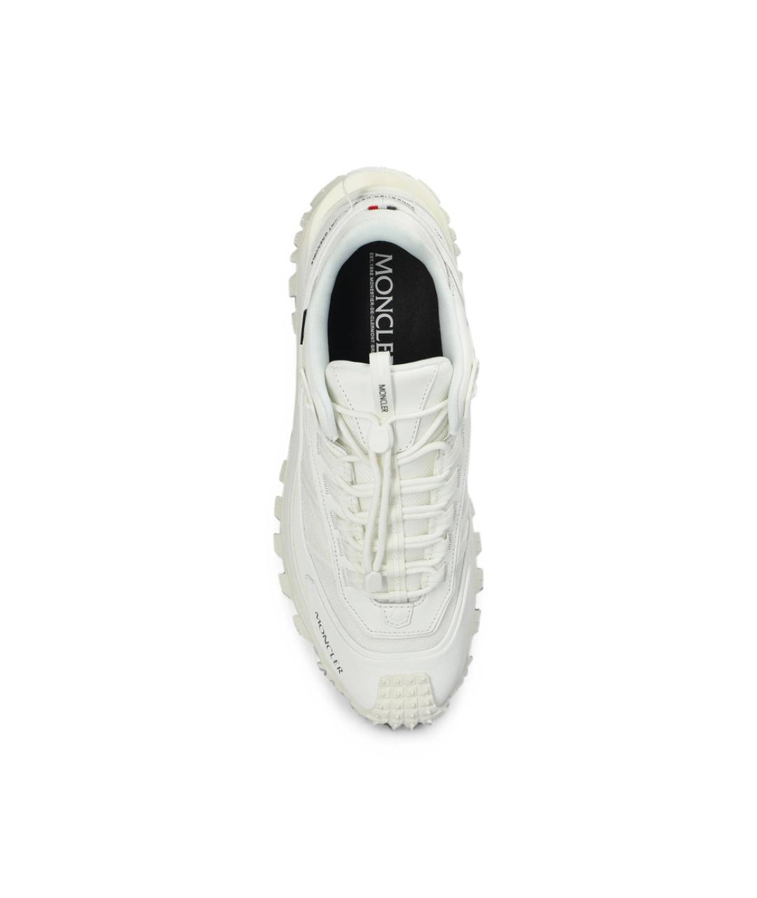 MONCLER Белые текстильные низкие кроссовки / кеды, фото 5