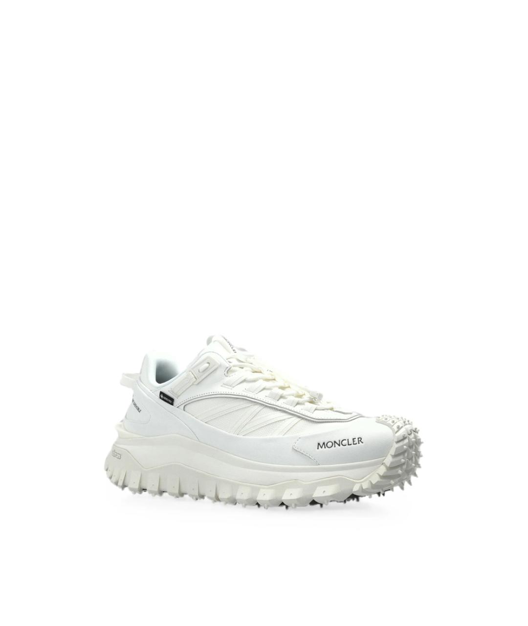 MONCLER Белые текстильные низкие кроссовки / кеды, фото 2