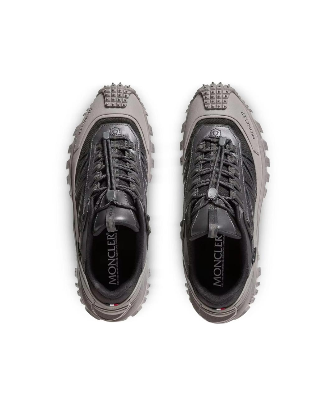 MONCLER Серые текстильные низкие кроссовки / кеды, фото 5
