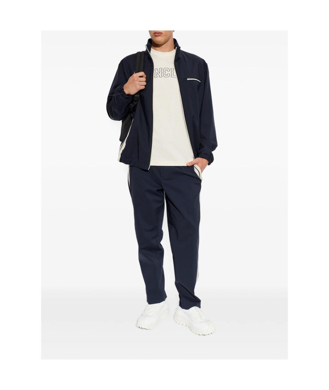 MONCLER Синие хлопковые повседневные брюки, фото 3