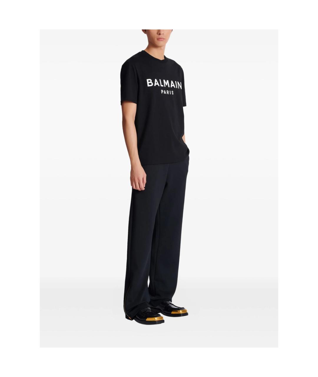 BALMAIN Черная хлопковая футболка, фото 3