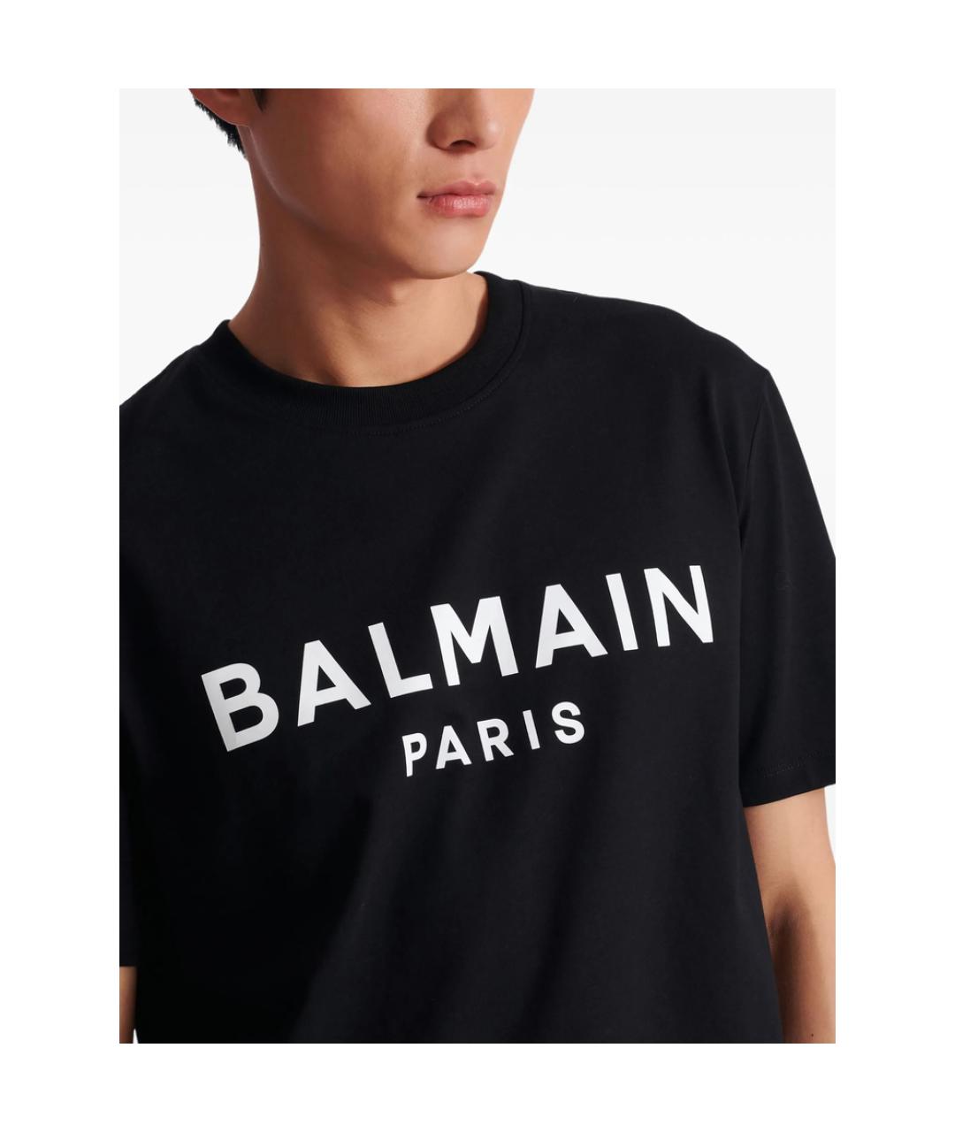 BALMAIN Черная хлопковая футболка, фото 2