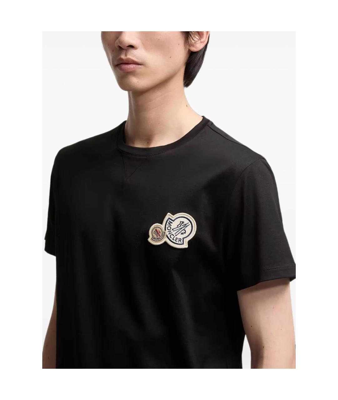 MONCLER Черная хлопковая футболка, фото 2