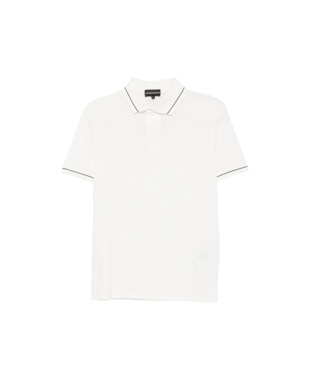EMPORIO ARMANI Белое хлопковое поло с коротким рукавом, фото 1