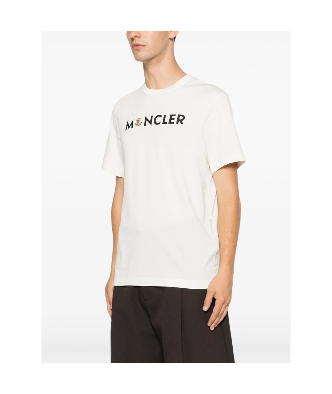MONCLER Бежевая хлопковая футболка, фото 5