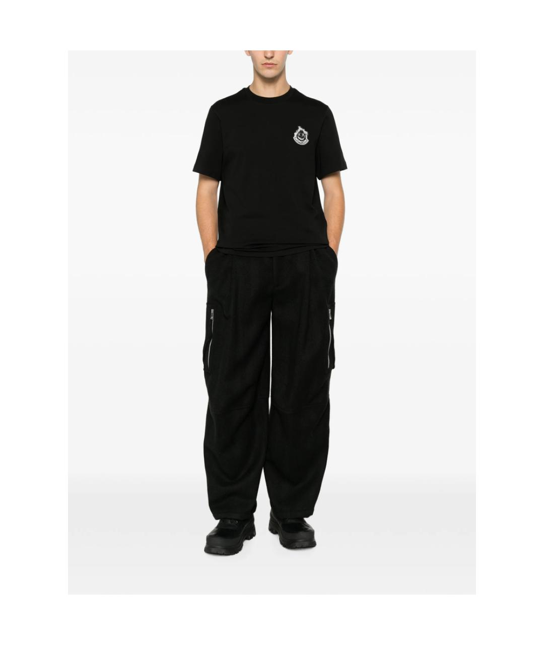 MONCLER Черная хлопковая футболка, фото 2