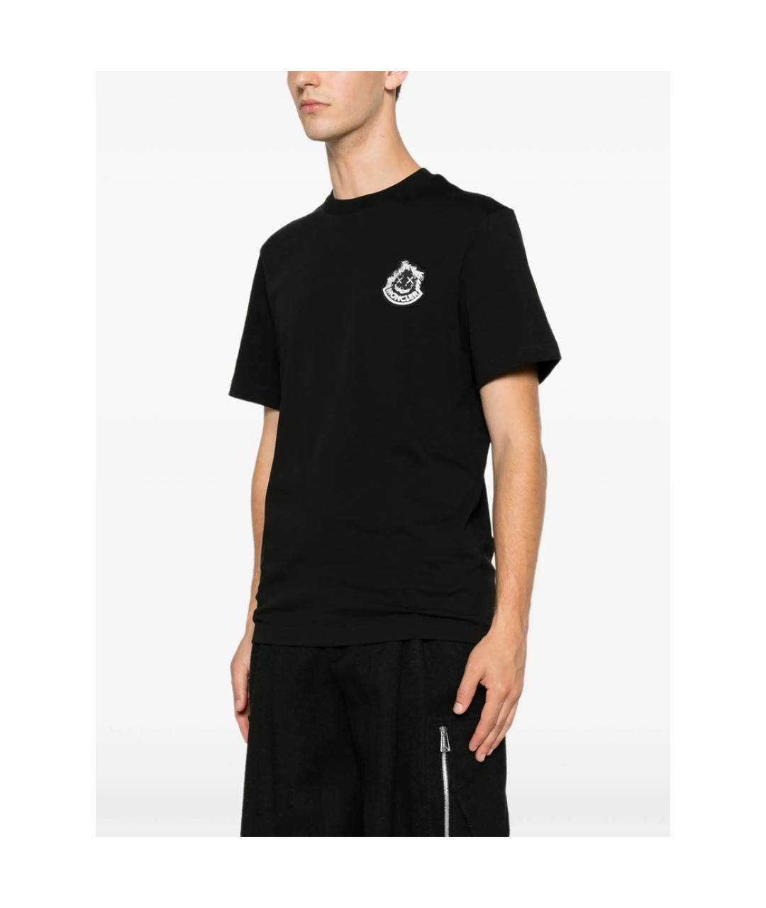 MONCLER Черная хлопковая футболка, фото 4
