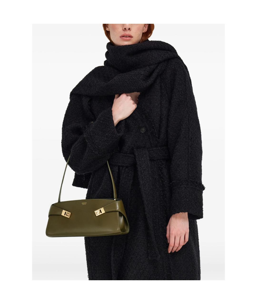 FERRAGAMO Зеленая кожаная сумка через плечо, фото 4