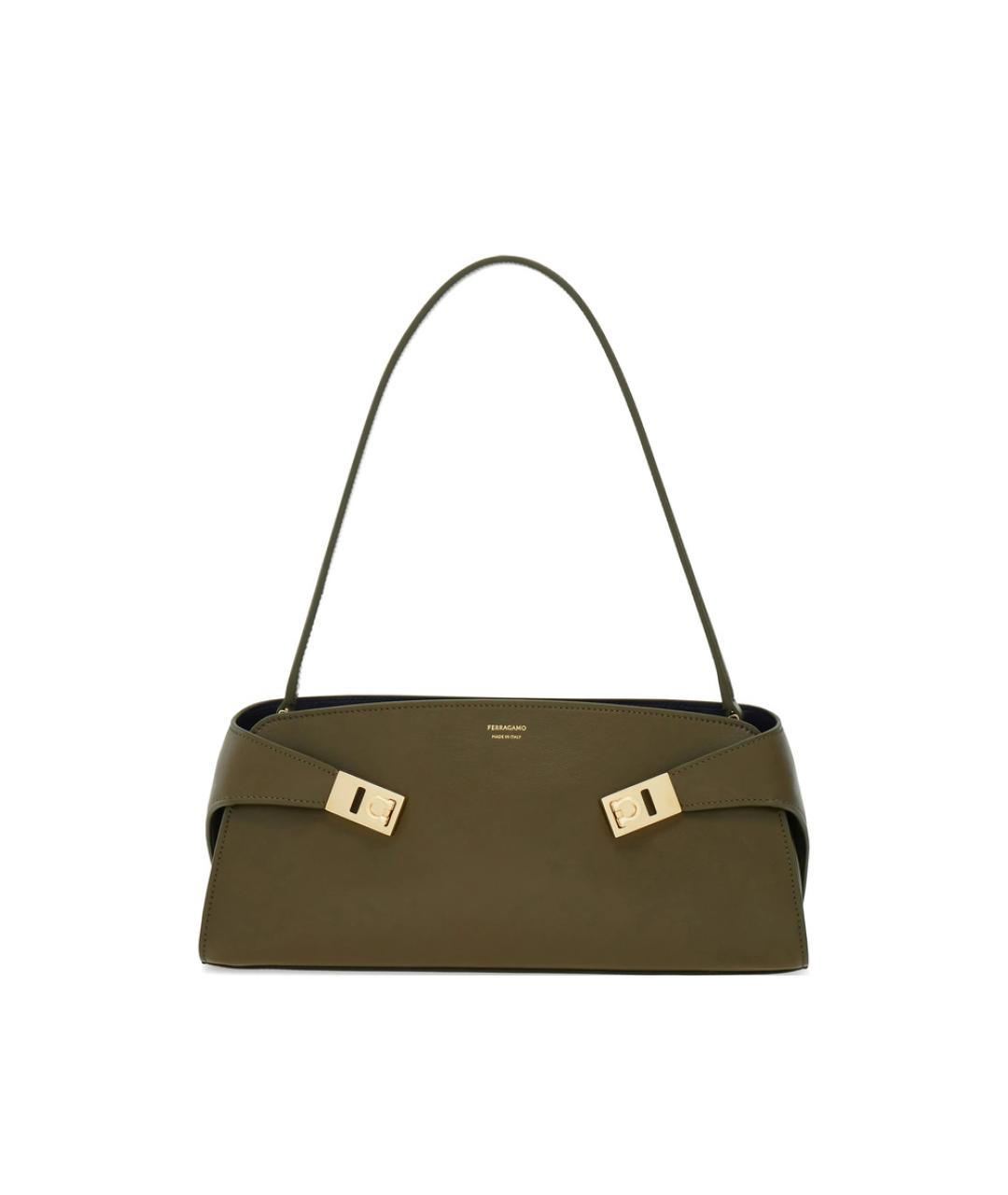 FERRAGAMO Зеленая кожаная сумка через плечо, фото 1