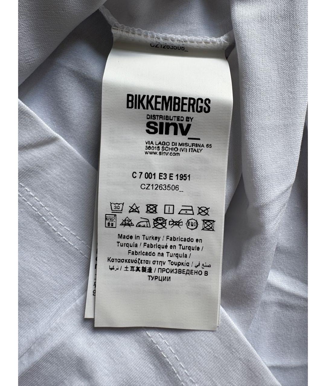 BIKKEMBERGS Белая хлопко-эластановая футболка, фото 6